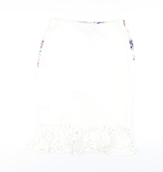 Lipsy Womens White Polyester Straight & Pencil Skirt Size 14