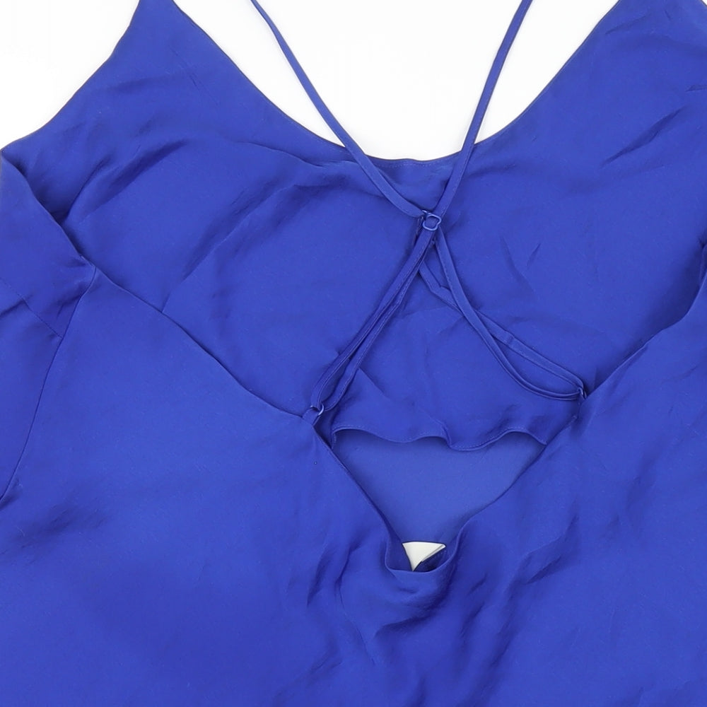 Marks and Spencer Womens Blue Polyester Slip Dress Size 10 V-Neck Pullover