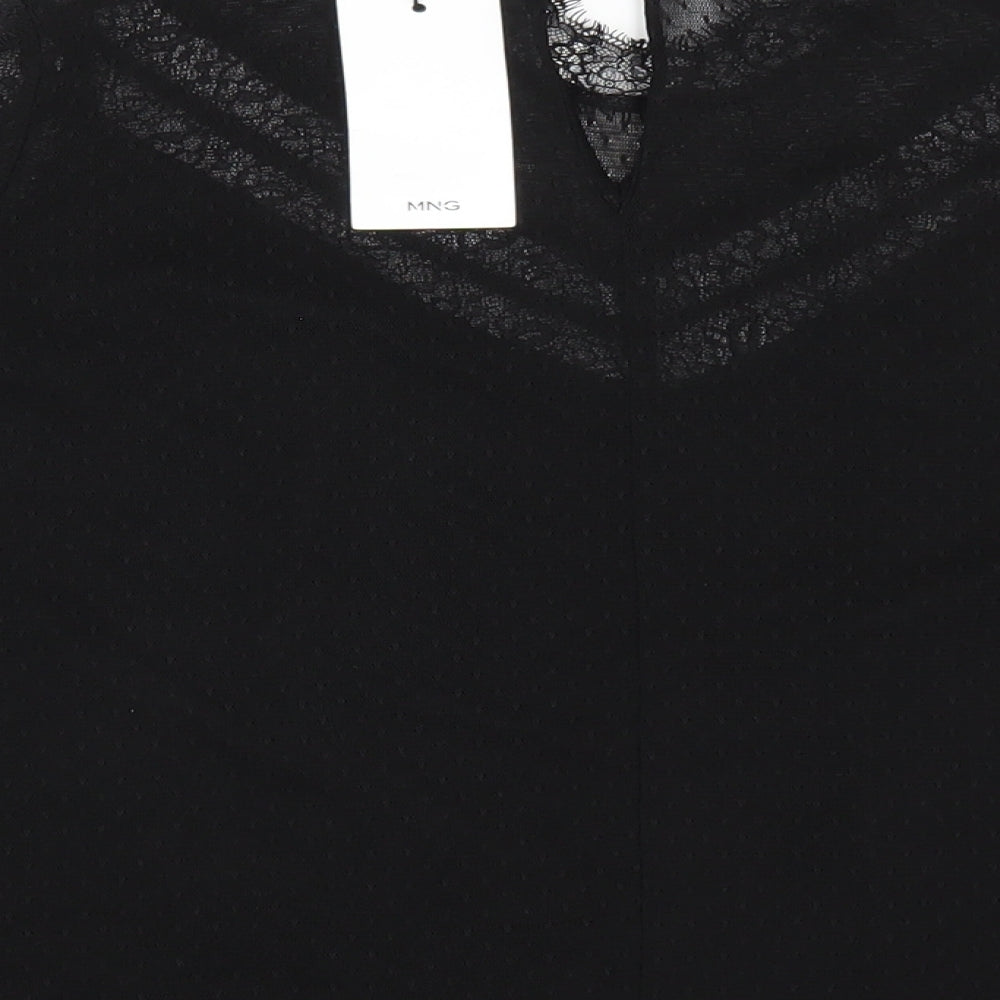 Womens UK Size S Mango Black Basic Blouse