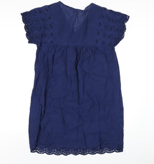 Principles Womens Blue Cotton A-Line Size 12 V-Neck Pullover