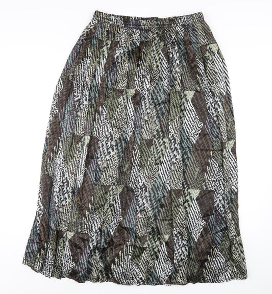 Cotswold Collection Womens Green Geometric Polyester A-Line Skirt Size 12