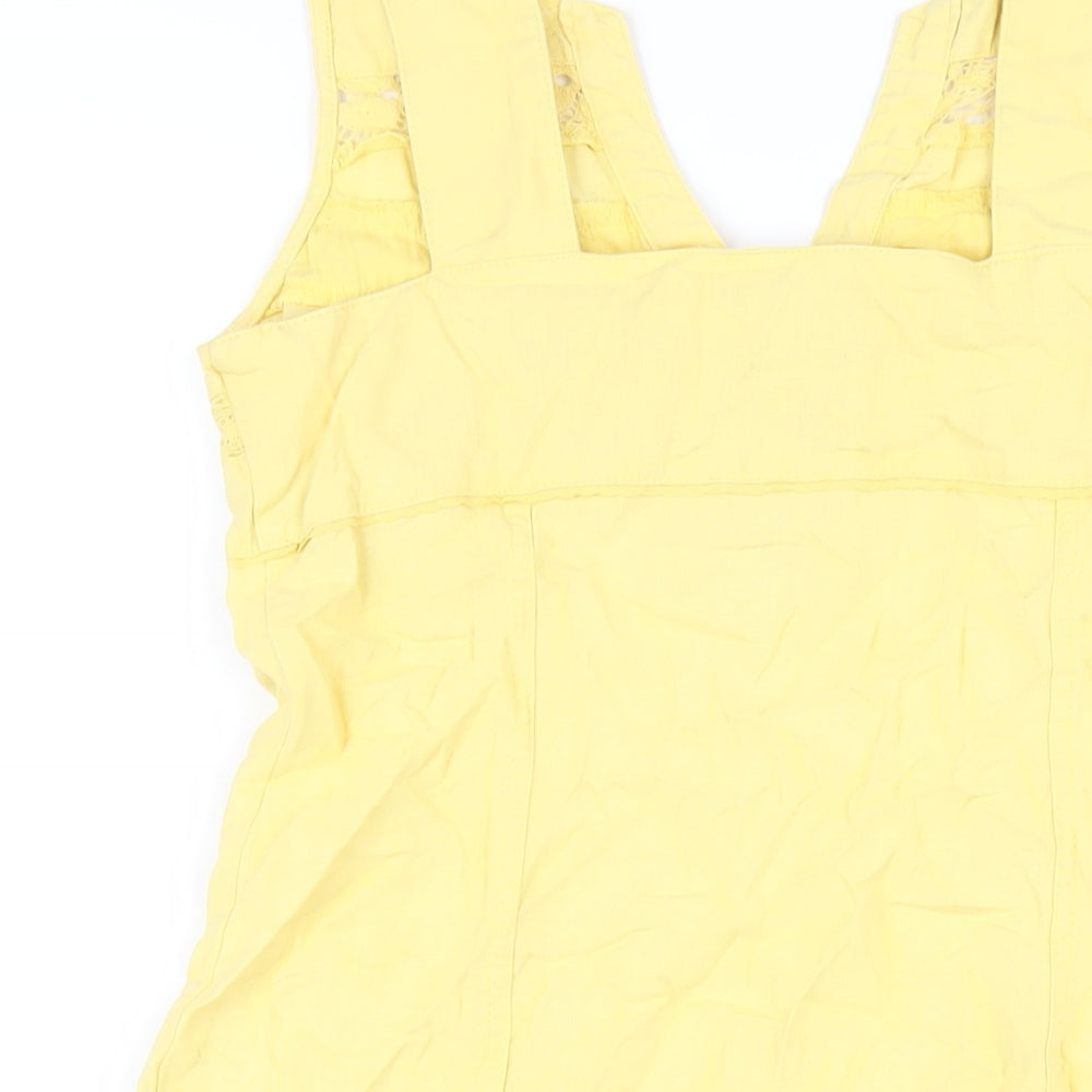 NEXT Womens Yellow Linen A-Line Size 12 V-Neck Button