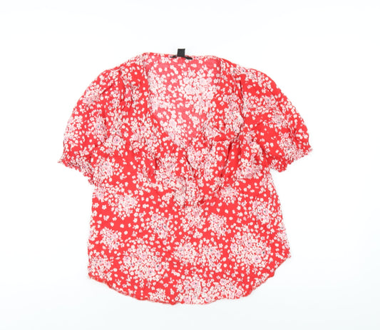 Womens UK Size 10 New Look Red Basic T-Shirt