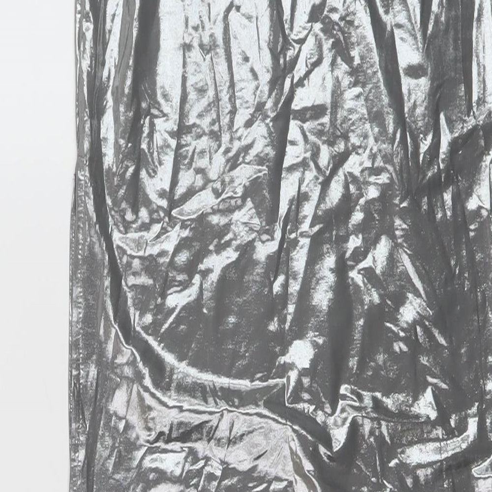 Bershka Womens Silver Polyester Straight & Pencil Skirt Size XS