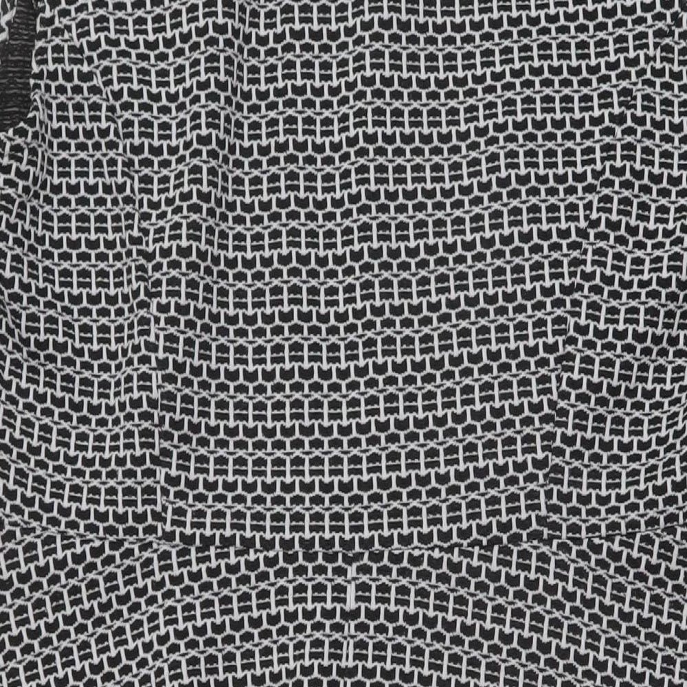 BHS Womens Black Geometric Polyester A-Line Size 18 Mock Neck Pullover