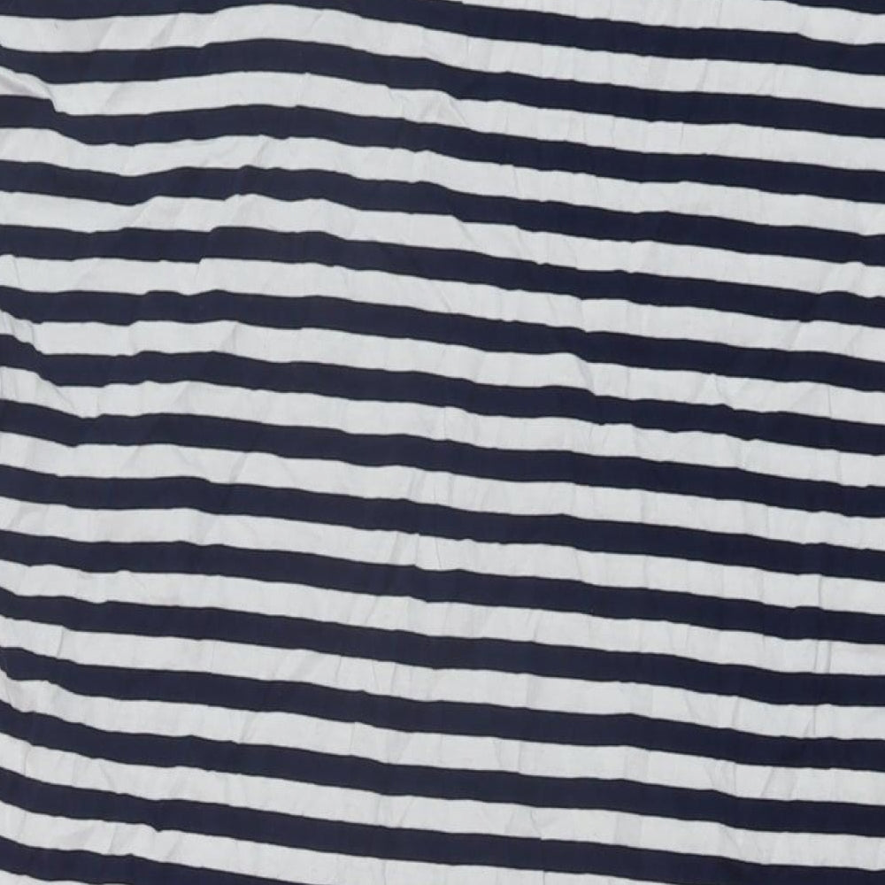 Nex Womens Blue Striped Cotton Tunic T-Shirt Size 14 Round Neck