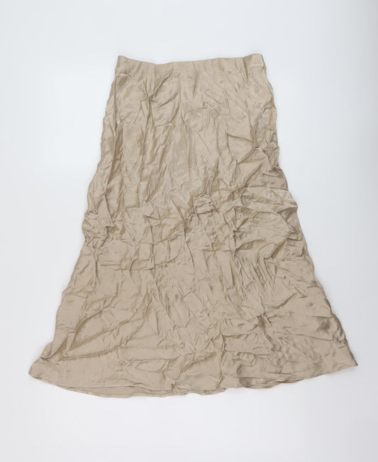 Marks and Spencer Womens Beige Polyester A-Line Skirt Size 10