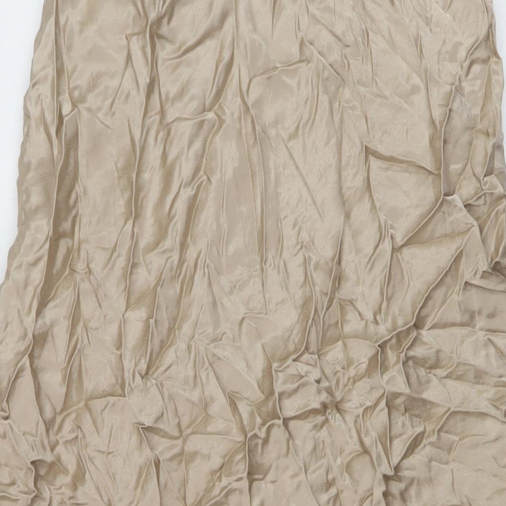 Marks and Spencer Womens Beige Polyester A-Line Skirt Size 10