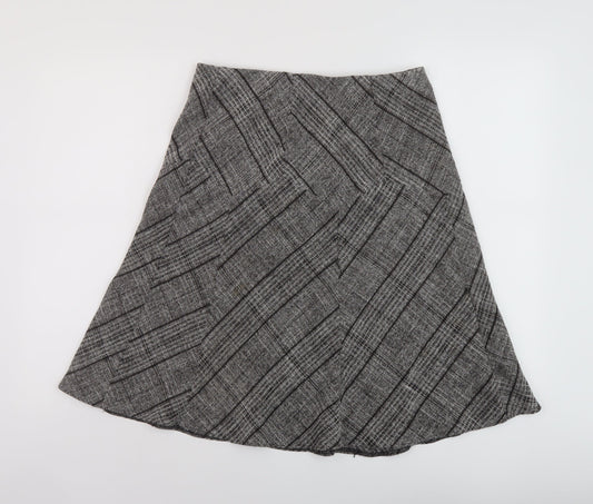 Marks and Spencer Womens Grey Plaid Polyester A-Line Skirt Size 10