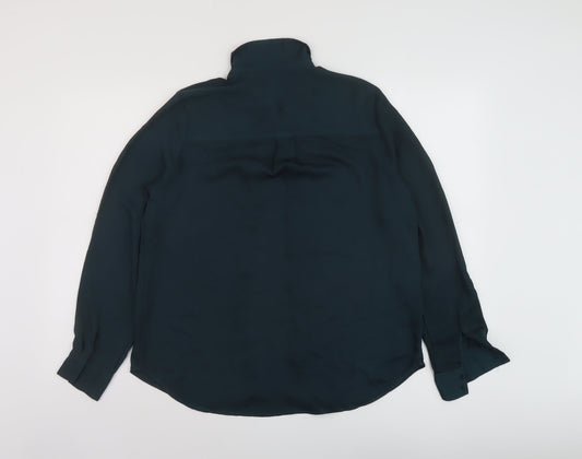 Womens UK Size 6 H&M Green Basic Button-Up