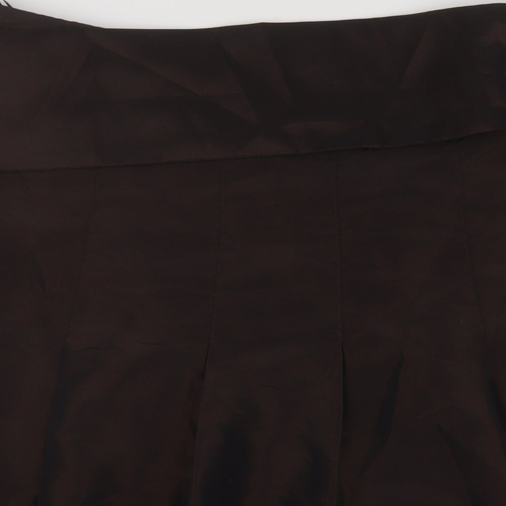 Per Una Womens Brown Polyester A-Line Skirt Size 18 Zip