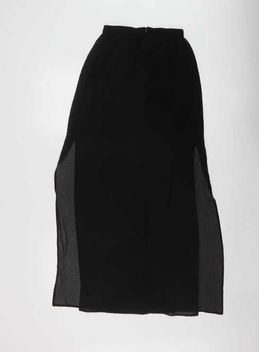 Miss Selfridge Womens Black Polyester A-Line Skirt Size 8 Zip