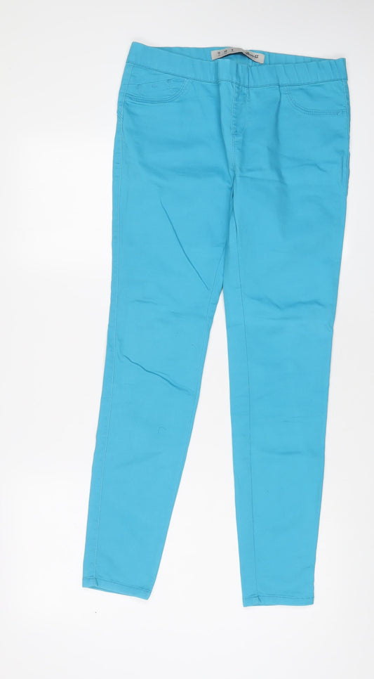 Additional front view of Denim & Co. women’s blue cotton jegging jeans, size UK 12, 30-inch leg regular