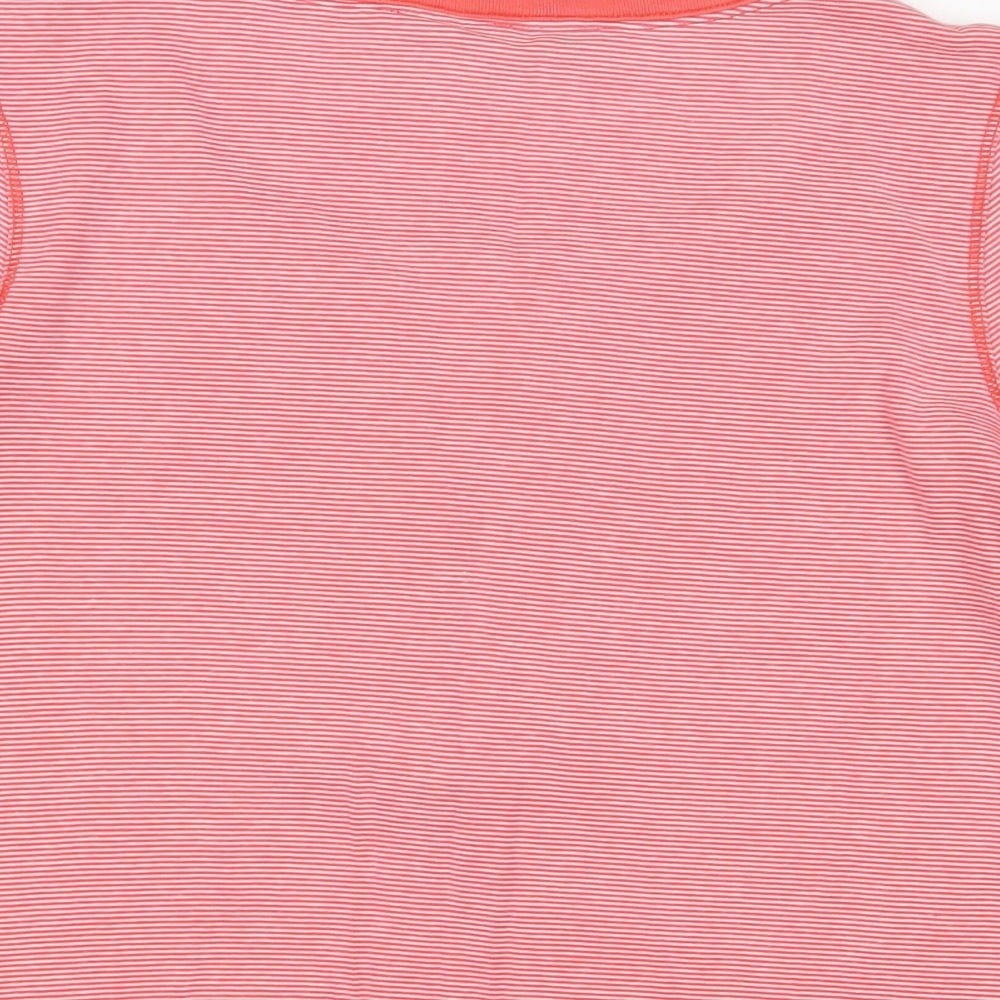 Maine Womens Red Striped Cotton Basic T-Shirt Size 12 Crew Neck - Embroidered, Buttons