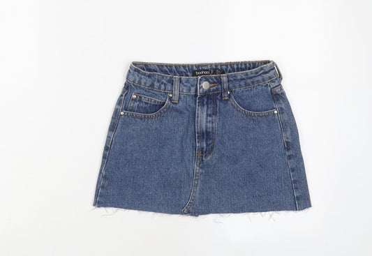 Womens UK Size 4 Boohoo A-Line Denim Skirt
