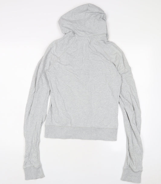 H&M Womens Grey Cotton Full Zip Hoodie Size 12 Zip