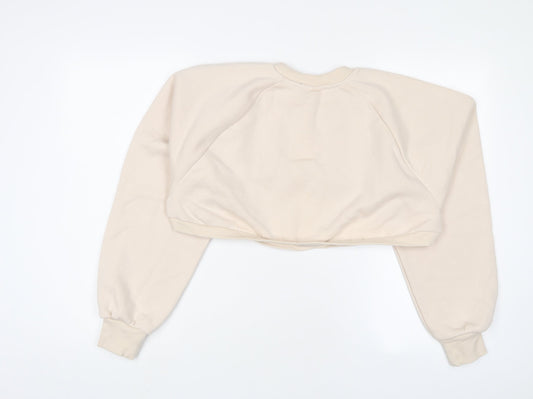 H&M Womens Pink Cotton Pullover Sweatshirt Size L Pullover - Cropped