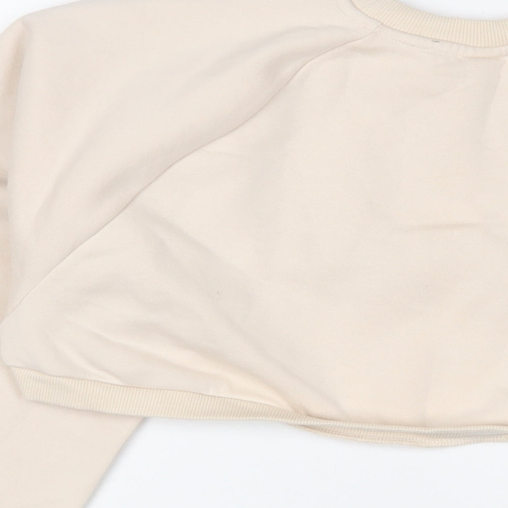 H&M Womens Pink Cotton Pullover Sweatshirt Size L Pullover - Cropped