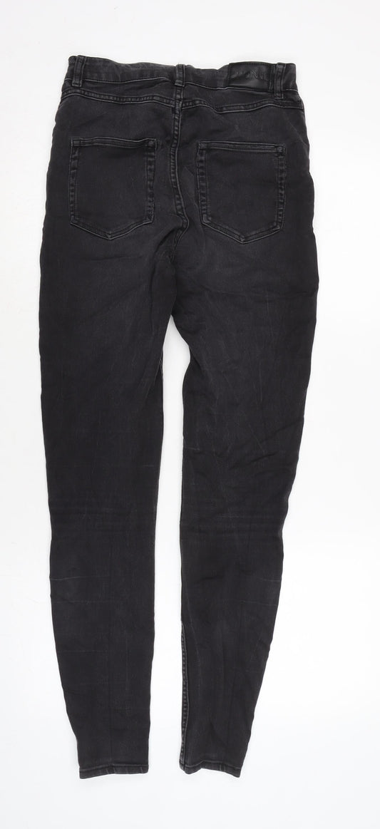 Monki Womens Grey Cotton Blend Tapered Jeans Size 28 in L29 in Slim Zip