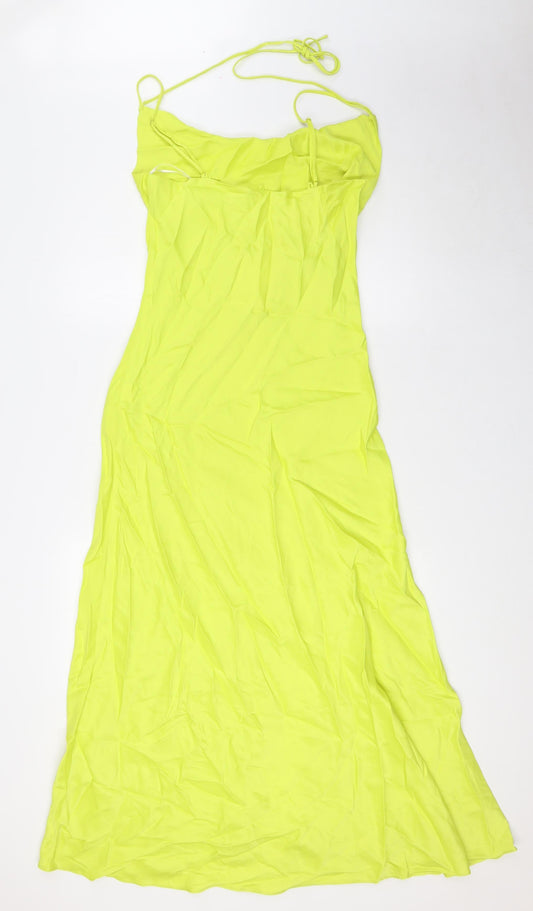 Zara Womens Yellow Viscose A-Line Size M Square Neck Zip