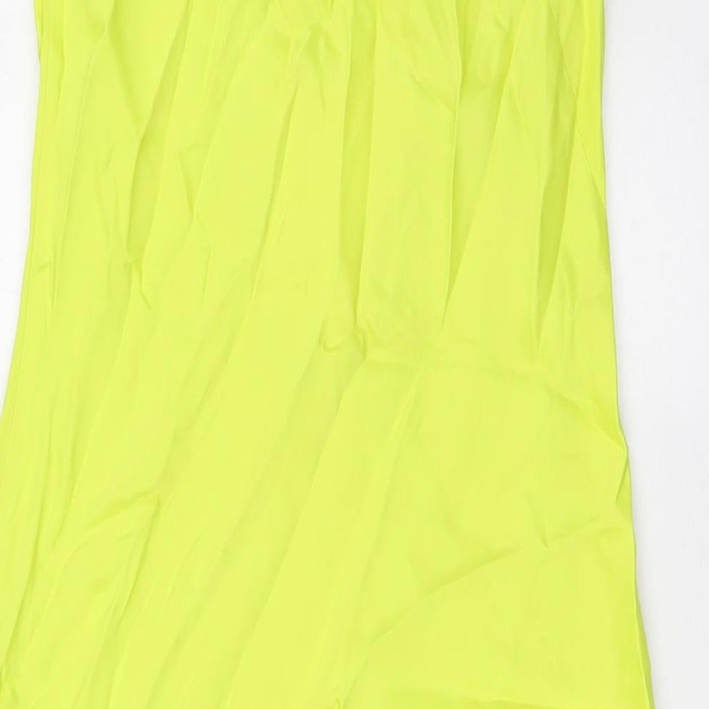 Zara Womens Yellow Viscose A-Line Size M Square Neck Zip