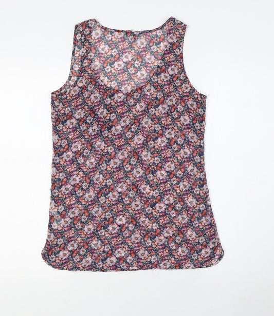 Warehouse Womens Multicoloured Floral Polyester Camisole Tank Size 8 Round Neck - Sheer