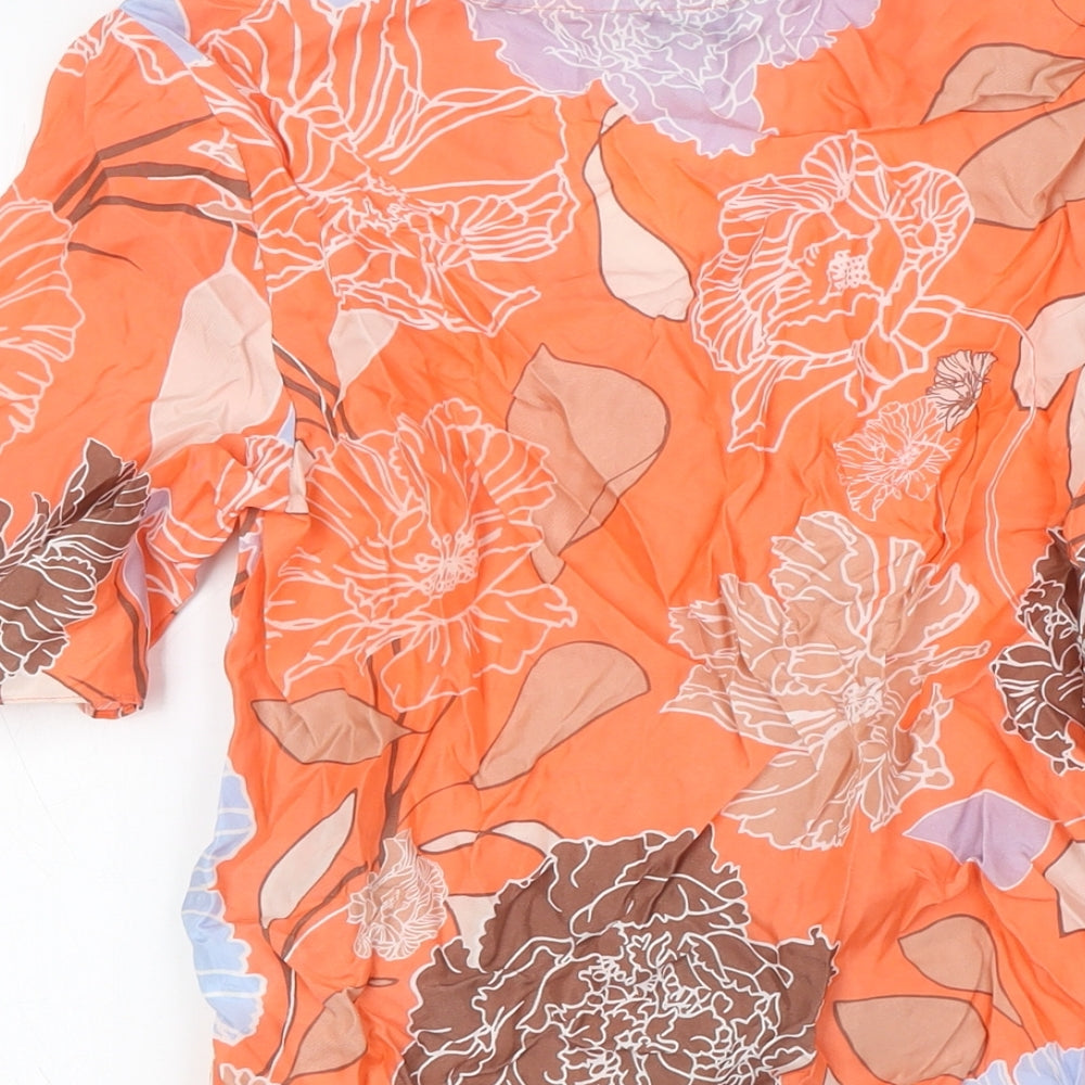 Autograph Womens Multicoloured Floral Cupro Basic T-Shirt Size 6 V-Neck