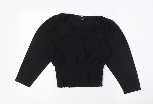 Womens UK Size 10 New Look Black Cropped Blouse