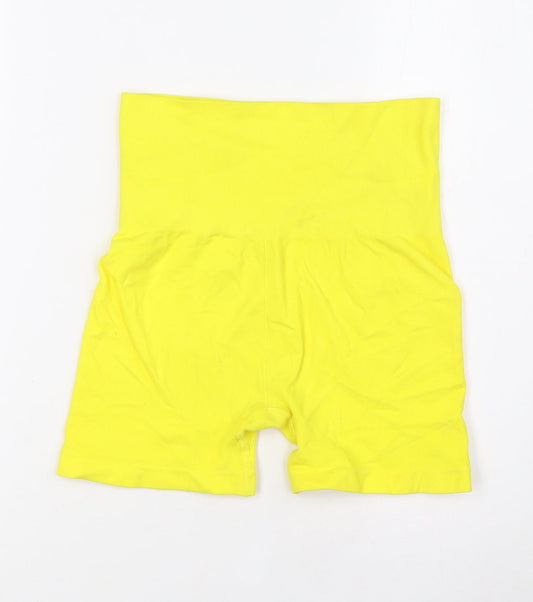H&M Womens Yellow Polyester Compression Shorts Size S L4 in Slim - High Waist