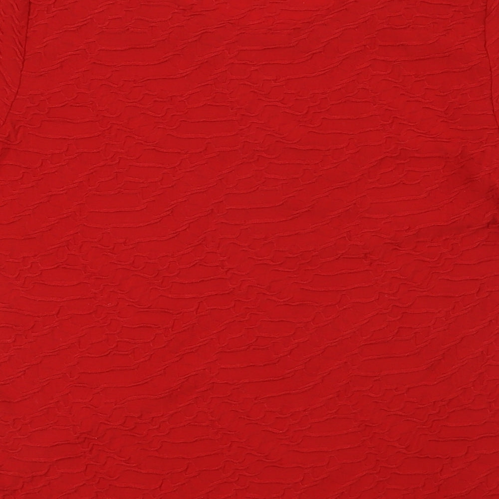 Womens UK Size S Isle Red Basic T-Shirt
