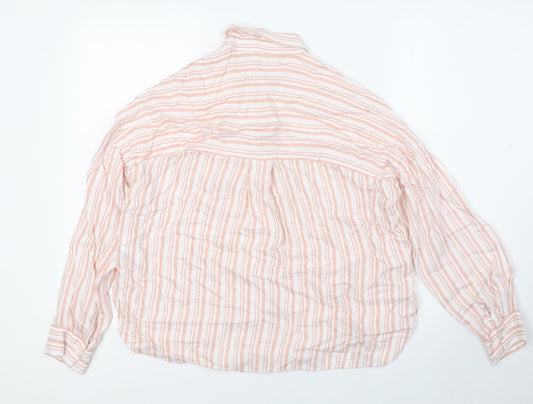Womens UK Size 4 H&M Pink Basic Button-Up