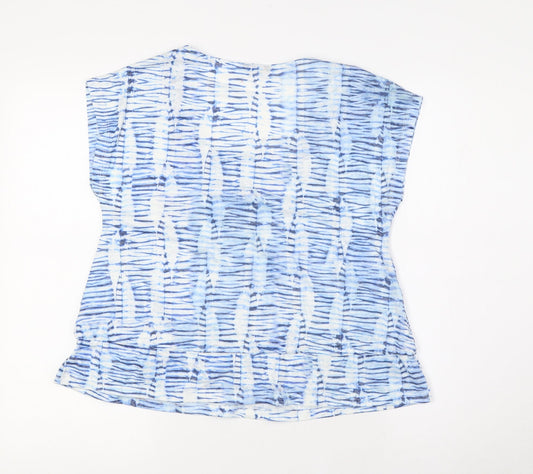 M&Co Womens Blue Polyester Basic Blouse Size 8 Square Neck - Pull Waist