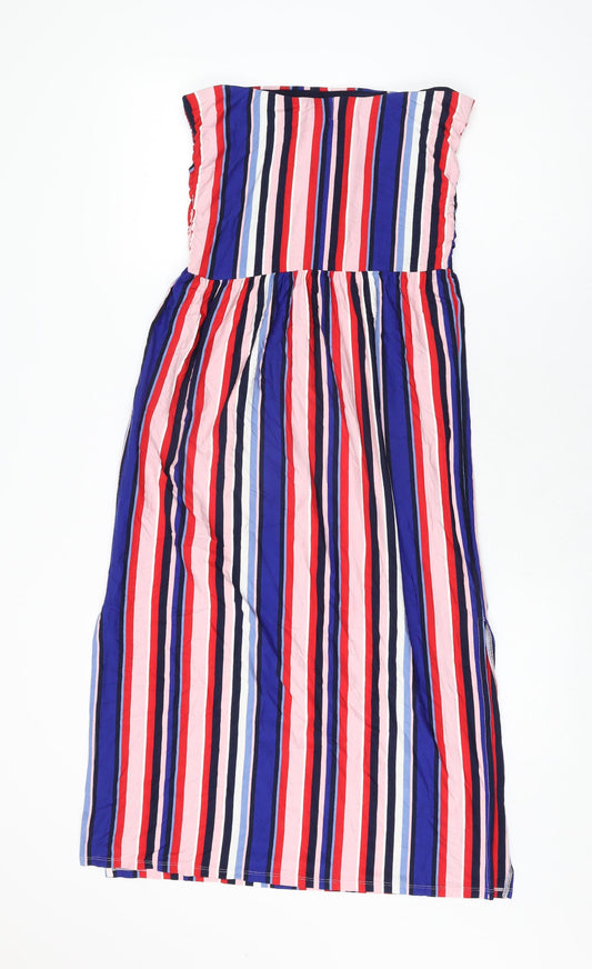 Oasis Womens Multicoloured Striped Viscose Shift Size S Off the Shoulder Pullover