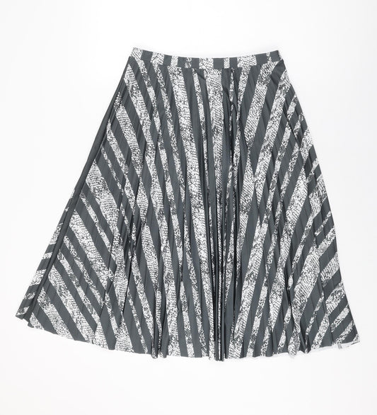 NEXT Womens Grey Geometric Polyester Swing Skirt Size 10