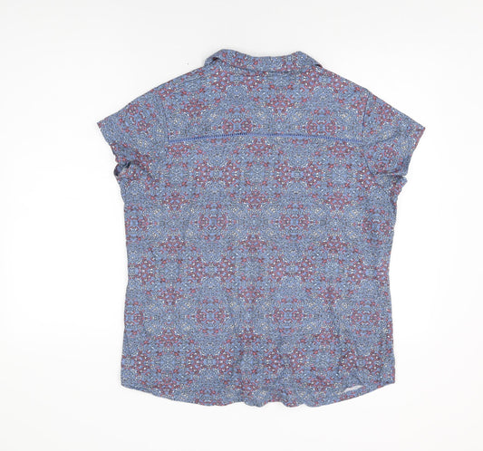 Womens UK Size 16 Isle Blue Basic Button-Up