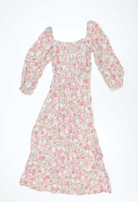 H&M Womens Multicoloured Floral Viscose A-Line Size XS Sweetheart Pullover