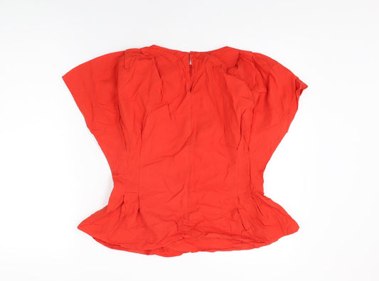 Zara Womens Red Cotton Basic T-Shirt Size S Round Neck