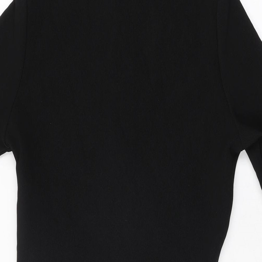 PRETTYLITTLETHING Womens Black Polyester Bodycon Size 8 High Neck Zip