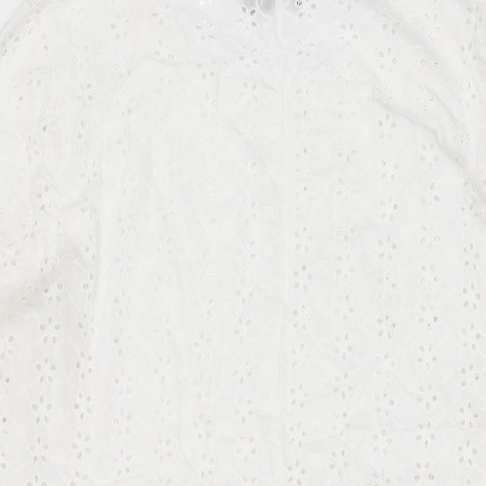 Boohoo Womens White Floral Cotton Shift Size 16 Round Neck Pullover