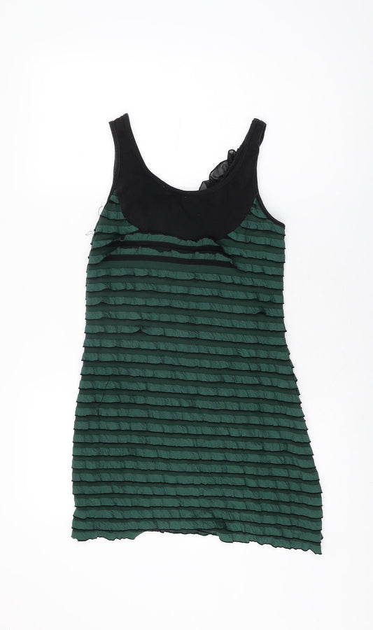 Little Mistress Womens Green Cotton Bodycon Size S Round Neck Pullover