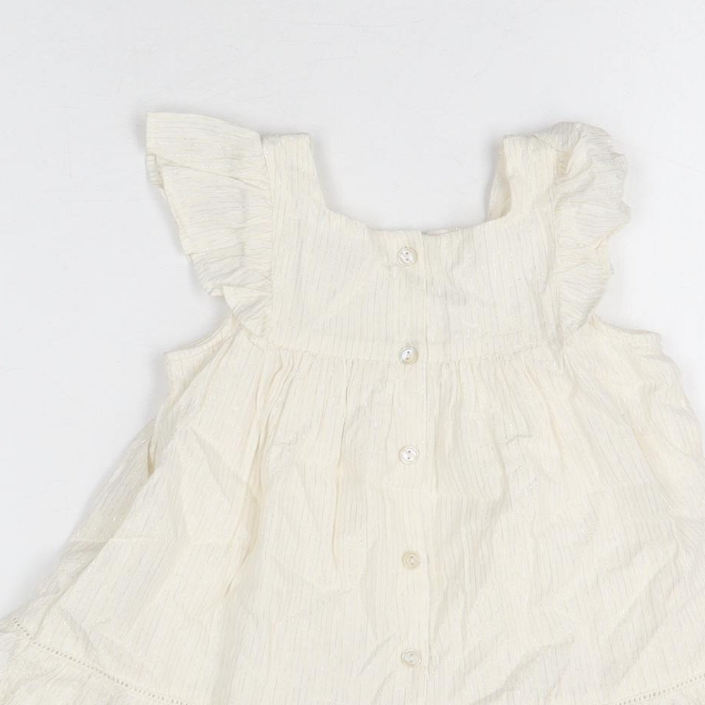 Sergent Major Girls Ivory Cotton Shorts Set Outfit/Set Size 12 Months Button