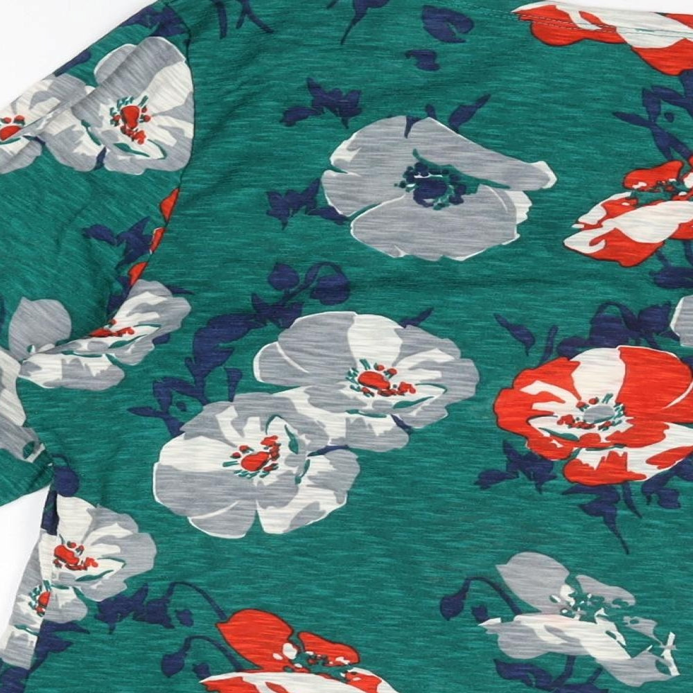 Per Una Womens Green Floral Polyester Basic T-Shirt Size 20 Round Neck