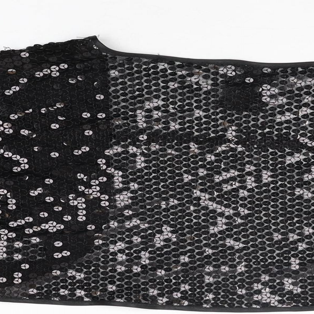 Evie Collection Womens Black V-Neck Polyamide Cardigan Jumper Size 14 - Sequins