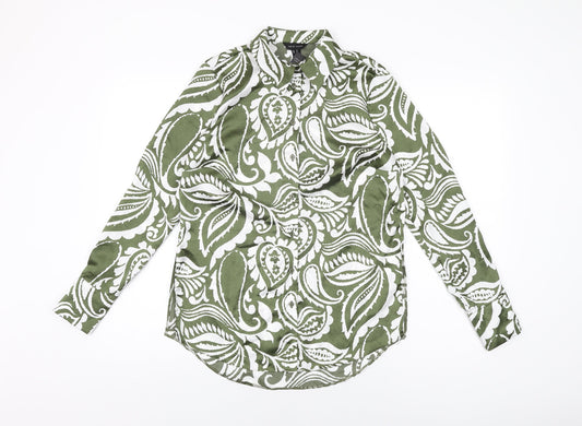 Womens UK Size 10 New Look Green Basic Button-Up