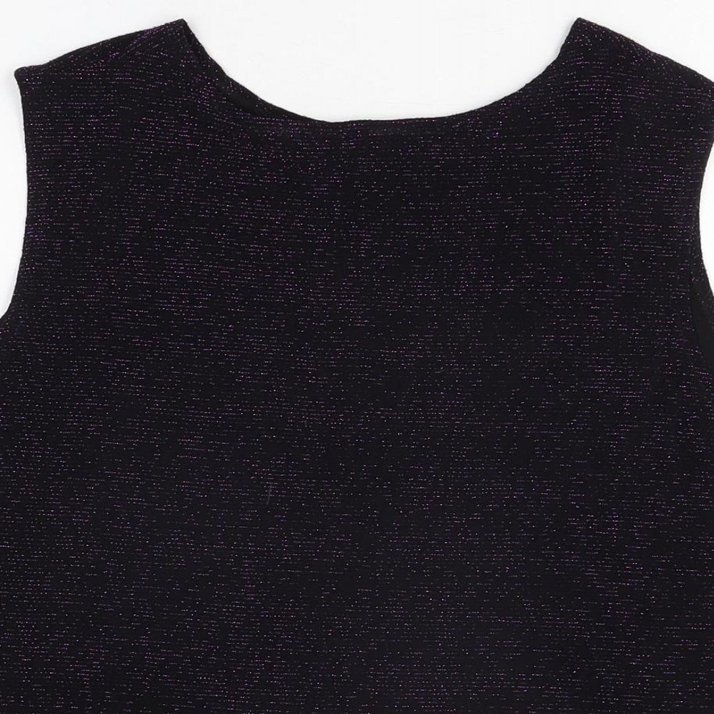 Bonmarché Womens Black Nylon Basic T-Shirt Size M Round Neck