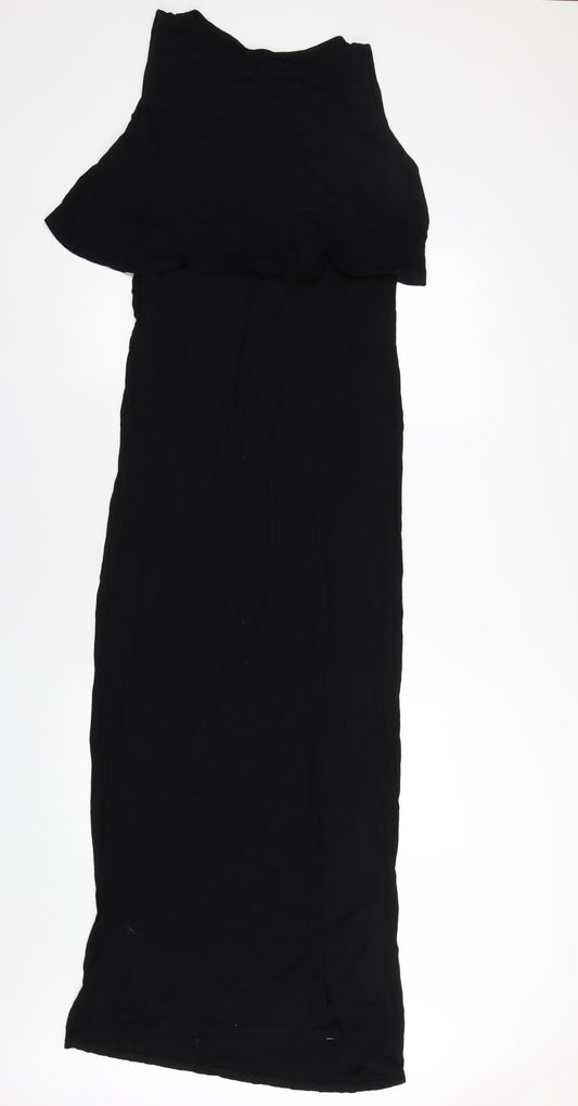 Boohoo Womens Black Viscose Maxi Size 16 Round Neck Pullover