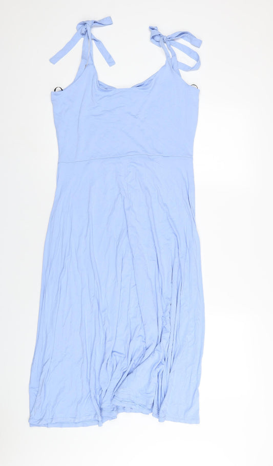 H&M Womens Blue Viscose A-Line Size L V-Neck Pullover