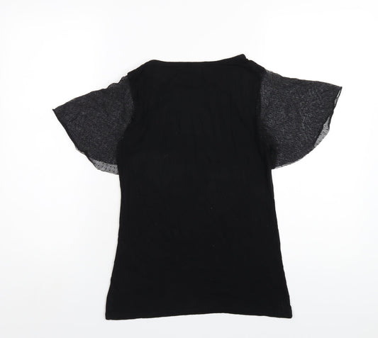 Womens UK Size 8 PRETTYLITTLETHING Black Basic T-Shirt
