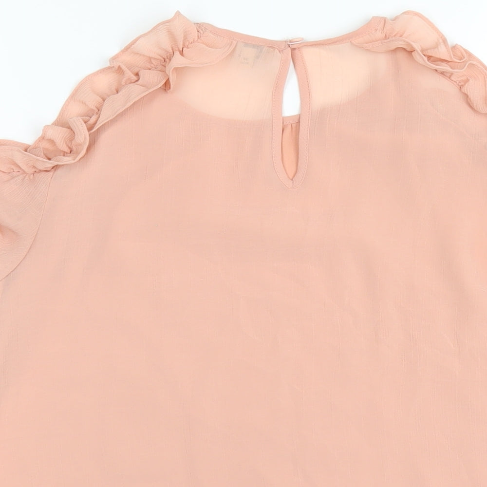 Womens UK Size 10 River Island Pink Basic T-Shirt