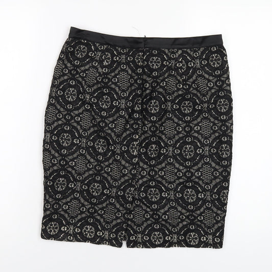 FOREVER 21 Womens Black Cotton Straight & Pencil Skirt Size M Zip